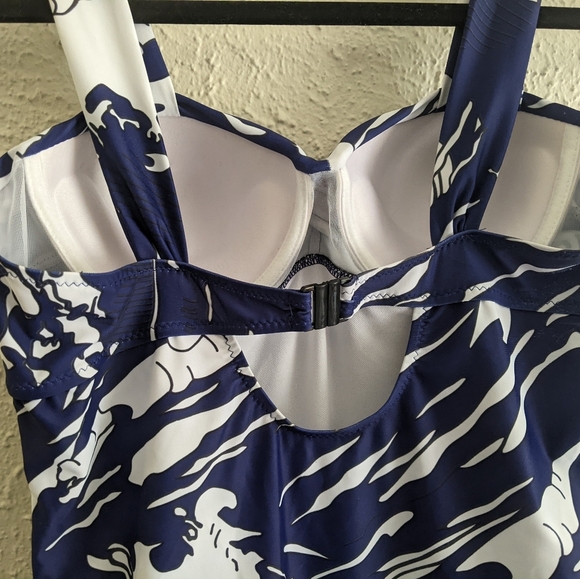 Unbranded Blue & White Ruffle Swim Dress - Picture 4 of 7